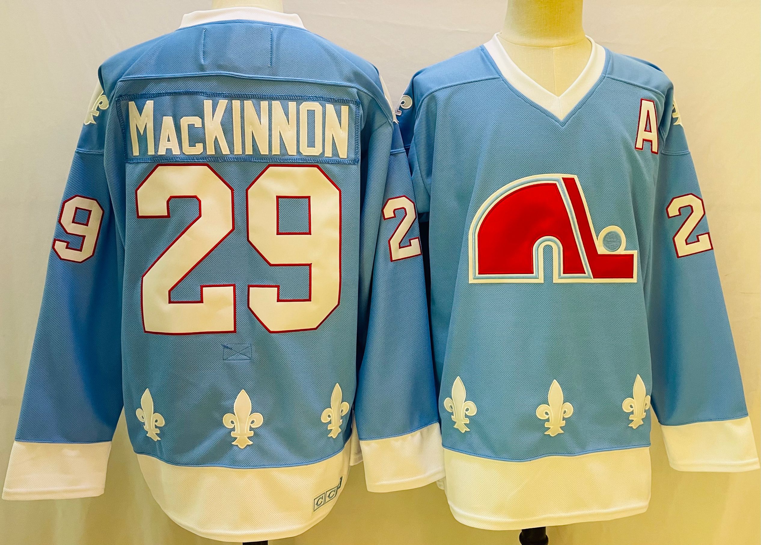 Men Colorado Avalanche #29 Mackinnon Blue Throwback 2022 Adidas NHL Jersey